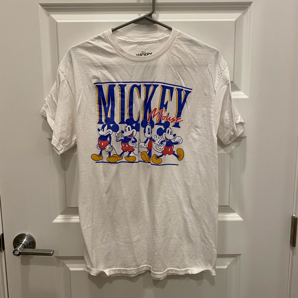 Disney White and Blue Mickey Mouse Short Sleeve Tee